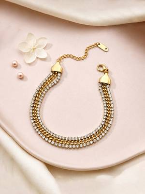 Gold cubic zirconia gold plated bracelet for women 2