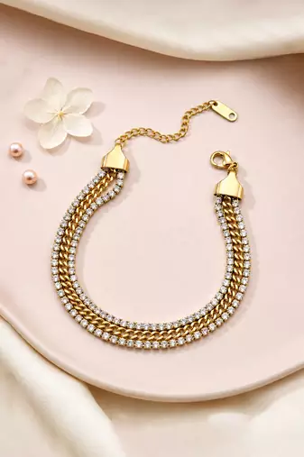 Gold cubic zirconia gold plated bracelet for women