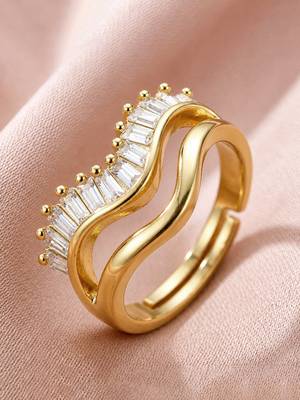 Gold cubic zirconia gold plated finger ring for women 3