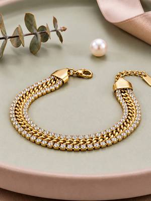 Gold cubic zirconia gold plated bracelet for women 3