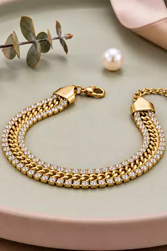 Gold cubic zirconia gold plated bracelet for women