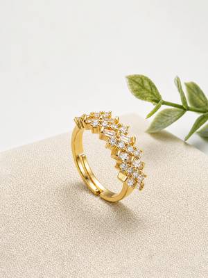 Gold cubic zirconia gold plated finger ring for women 1