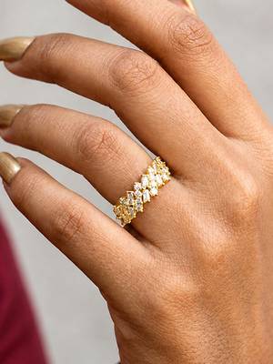 Gold cubic zirconia gold plated finger ring for women 2