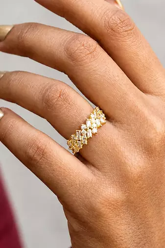 Gold cubic zirconia gold plated finger ring for women