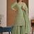 green crep silk blend  party wear embroidery sharara suit set