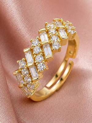Gold cubic zirconia gold plated finger ring for women 3