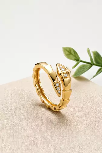 Gold cubic zirconia gold plated finger ring for women