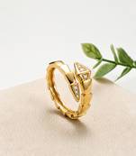 Gold cubic zirconia gold plated finger ring for women