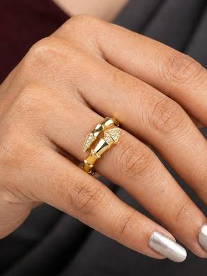 Gold cubic zirconia gold plated finger ring for women 2