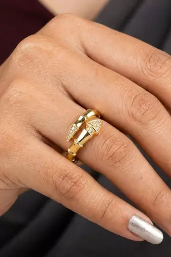 Gold cubic zirconia gold plated finger ring for women
