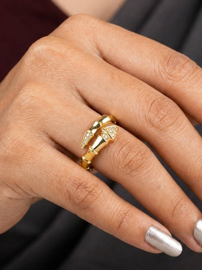 Gold cubic zirconia gold plated finger ring for women