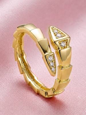 Gold cubic zirconia gold plated finger ring for women 3