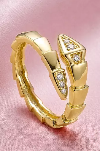 Gold cubic zirconia gold plated finger ring for women