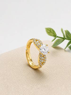 Gold cubic zirconia gold plated finger ring for women 1