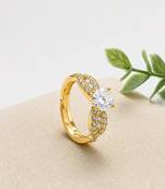 Gold cubic zirconia gold plated finger ring for women