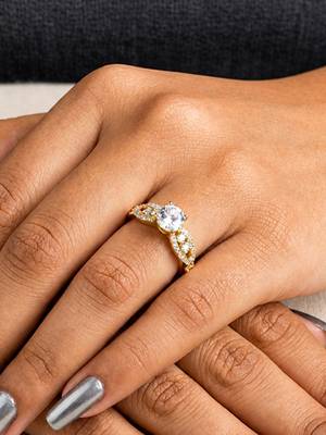 Gold cubic zirconia gold plated finger ring for women 2