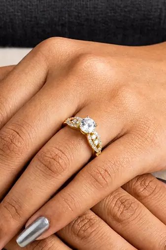 Gold cubic zirconia gold plated finger ring for women