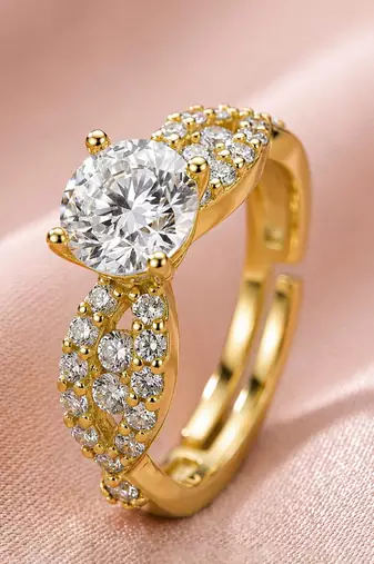 Gold cubic zirconia gold plated finger ring for women