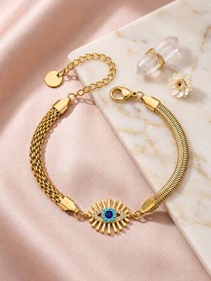 Gold cubic zirconia gold plated bracelet for women 2
