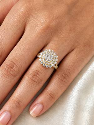 Gold cubic zirconia gold plated finger ring for women 2