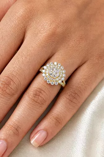 Gold cubic zirconia gold plated finger ring for women