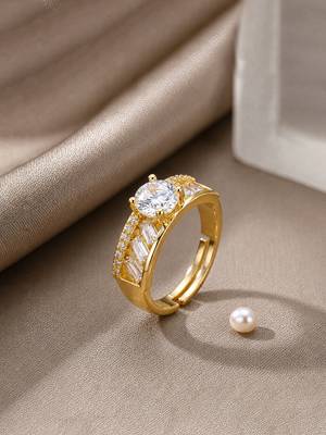 Gold cubic zirconia gold plated finger ring for women 1