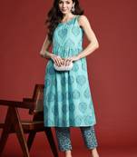 Floral Printed Cotton Kurta with Trousers