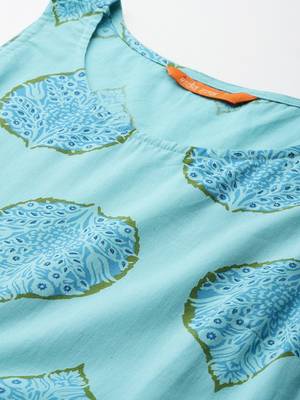 Floral Printed Cotton Kurta with Trousers 2