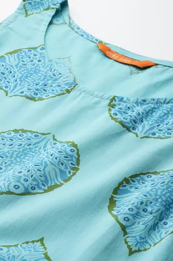 Floral Printed Cotton Kurta with Trousers