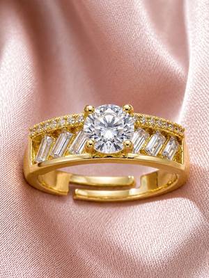 Gold cubic zirconia gold plated finger ring for women 3