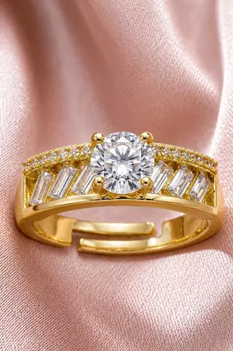 Gold cubic zirconia gold plated finger ring for women