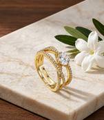 Gold cubic zirconia gold plated finger ring for women