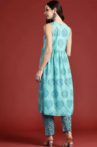 Floral Printed Cotton Kurta with Trousers