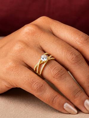 Gold cubic zirconia gold plated finger ring for women 2