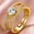 Gold cubic zirconia gold plated finger ring for women