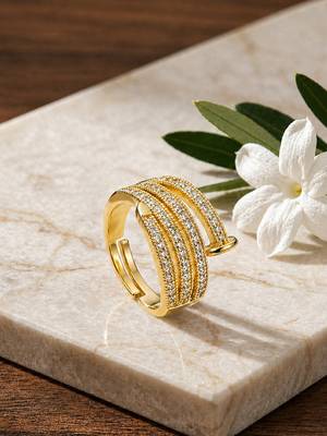 Gold cubic zirconia gold plated finger ring for women 1