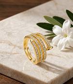 Gold cubic zirconia gold plated finger ring for women