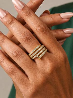 Gold cubic zirconia gold plated finger ring for women 2
