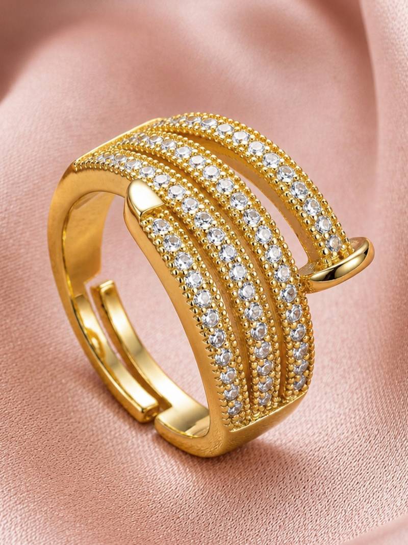 Gold cubic zirconia gold plated finger ring for women