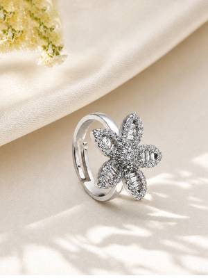 Silver cubic zirconia gold plated finger ring for women 1