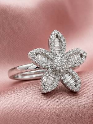 Silver cubic zirconia gold plated finger ring for women 3