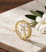 Gold cubic zirconia gold plated finger ring for women