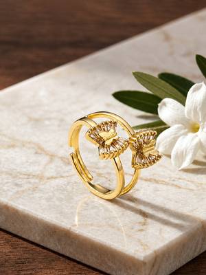 Gold cubic zirconia gold plated finger ring for women 1
