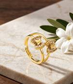 Gold cubic zirconia gold plated finger ring for women