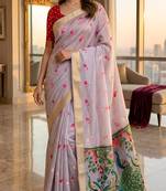 Lavender cotton woven saree with blouse