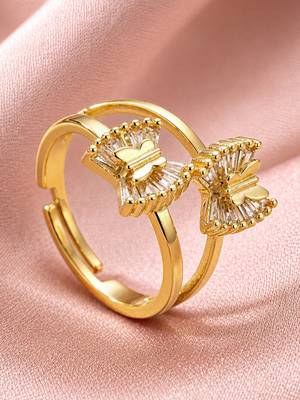 Gold cubic zirconia gold plated finger ring for women 3