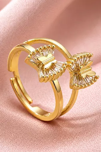 Gold cubic zirconia gold plated finger ring for women