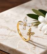 Gold cubic zirconia gold plated finger ring for women