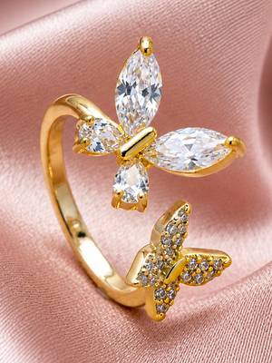 Gold cubic zirconia gold plated finger ring for women 3