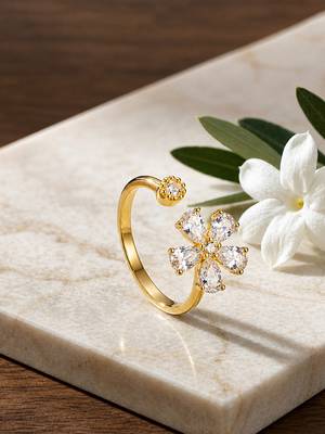 Gold cubic zirconia gold plated finger ring for women 1